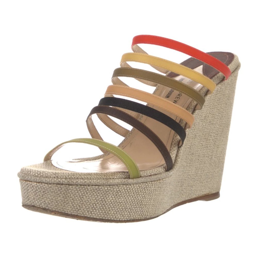 Paul Andrew Canvas Rainbow Espadrille Platform Sandals Heels Wedges